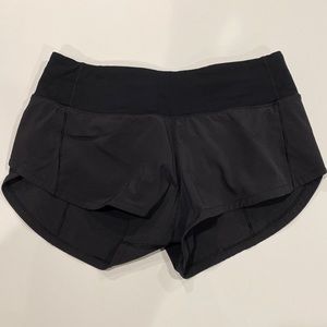 Lululemon-Speed up-Low Rise shorts. Black. Size 2.